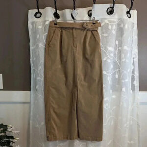 Vintage Talbots Brown Long Fitted Skirt 97% Cotton with Stretch, Size 6